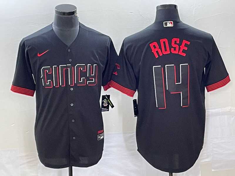 Mens Cincinnati Reds #14 Pete Rose Black 2023 City Connect Cool Base Stitched Jersey->cincinnati reds->MLB Jersey